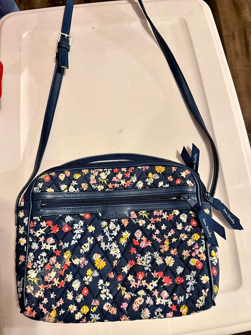 Vera Bradley Triple Zip Hipster Crossbody Bag Blue & Multicolor